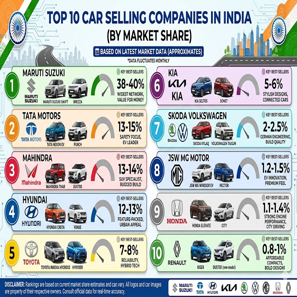 Top 10 car Selling Company in India